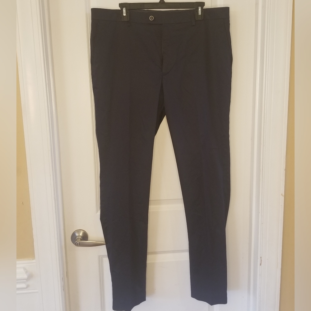 The Savile Row Brixton Men's 44L/ 38W Blue Twill Flat Front Dress Suit Pants